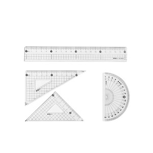 Juego de reglas de dibujo para estudiantes, reglas rectas y triangulares de plástico de 20 cm para uso escolar - Product Image 2