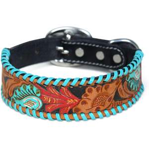 Collier pour chien en cuir de vachette à motif floral fait main, collier confortable pour petits chiens - Product Image 1