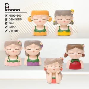 Moderna arte nordica <span class=keywords><strong>in</strong></span> calcestruzzo volto <span class=keywords><strong>vasi</strong></span> di piante con fioriera artificiale ornamento statua smalto opaco vaso di fiori soggiorno arredamento per la casa - Product Image 6