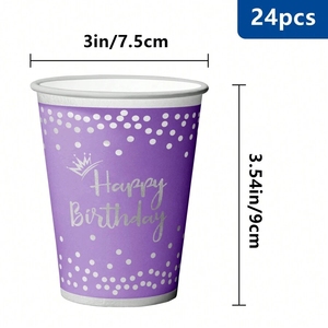 Màu tím theo chủ đề bộ đồ ăn thiết lập 50-khách bữa tiệc sinh nhật ủng hộ Nguồn cung cấp món tráng miệng tấm khăn ăn bên tấm cho trang trí - Product Image 6