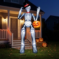 Squelette gonflable géant d'Halloween avec éclairage LED, décoration de jardin gonflable, accessoire de toit extérieur, affichage festif effrayant