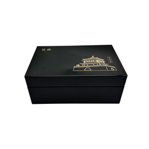Caja de regalo para té personalizada en lacado negro piano, caja para té, taza de té, caja para juego de té, fabricante de cajas de almacenamiento de madera maciza - Product Image 4