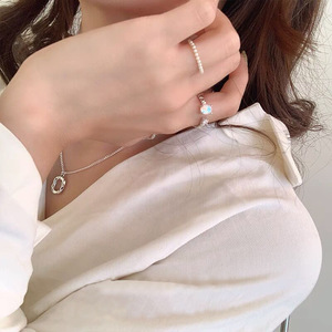 S925 Sterling Silver Irregular <b>Ring</b> Pendant <b>Necklace</b> Minimalist Clavicle Chain For Women Everyday Wear - Product Image 3