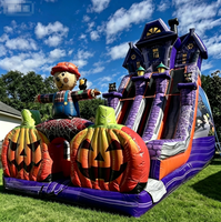 Toboggan gonflable géant à thème citrouille d'Halloween, nouveau design, toboggan gonflable rebondissant, toboggan commercial, location pour parc d'attractions extérieur pour enfants