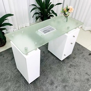 Thêm thiết kế nhà Máy Giá Beauty Salon đồ nội thất Glass Top xách tay cao Gross spa trắng trạm móng tay móng tay bảng với Fan - Product Image 2
