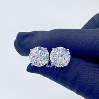 Boucles d'Oreilles Clous Rondes Solitaires Diamant en Moissanite VVS, Plaqué Or 10K 14K, Argent S925, Style Hip-Hop, Fermoir à Vis, Luxe à Prix Abordable