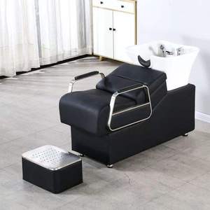 Sillón de Lavacabezas Moderno para Salón, Unidad de Lavado de Cabello Tapizada con Fregadero y Taburete - Product Image 4