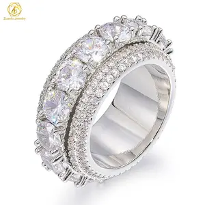 Fine Jewelry 925 Silver Fashion Jewelry Cuban Ring Hiphop Style VVS Moissanite Eternity Ring For Party Engagement