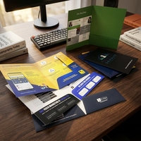 Carpeta Plegable A4 Personalizada, Impresión a Todo Color, Diseño de Bolsillo Troquelado, Ranura para Tarjetas de Visita, Organizador de Documentos de Oficina Plegable