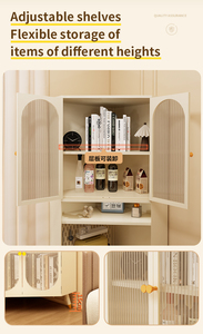 Modern <strong>Corner</strong> <strong>Storage</strong> <strong>Unit</strong> with Stable Construction, Arched Glass Doors and Open Shelves for Durable Home Organization - Product Image 2