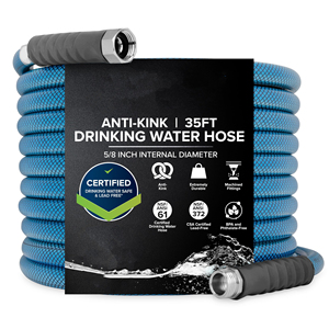 <span class=keywords><strong>Tuyau</strong></span> d'<span class=keywords><strong>eau</strong></span> <span class=keywords><strong>potable</strong></span> en PVC de 35 pieds - Durable et résistant à l'usure, conception anti-pliages, diamètre intérieur de 5/8 pouces, anti-ultraviolet et anti-vieillissement - Product Image 1