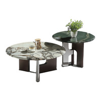 Table basse italienne moderne minimaliste en marbre noir, circulaire, pour canapé, avec acier inoxydable et bois massif, pour ameublement de maison