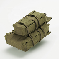 Ensemble de sac tactique à double chargeur à traction rapide avec sac pour talkie-walkie Gilet de terrain en polyester Pack d'accessoires Molle Fanny Pack équipé