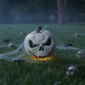 Estatua <span class=keywords><strong>de</strong></span> Calabaza Blanca <span class=keywords><strong>de</strong></span> Resina con Luz, Decoración <span class=keywords><strong>de</strong></span> <span class=keywords><strong>Halloween</strong></span> para Exteriores con Temática <span class=keywords><strong>de</strong></span> Casa Embrujada - Product Image 2