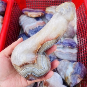 Venta al por mayor de ágata de cristal Natural tallada a mano sueño amatista Yoni curación gran masaje varita consolador para mujeres - Product Image 2