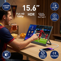 Moniteur sportif portable 15,6 pouces IPS LCD avec connexion Type-C, écran tactile HDR pour les matchs de football en direct en extérieur et l'utilisation avec un ordinateur portable