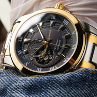 Montre mécanique sportive de style concis pour hommes, 41 mm, verre saphir, affichage de la date, bracelet en acier inoxydable, montre de luxe