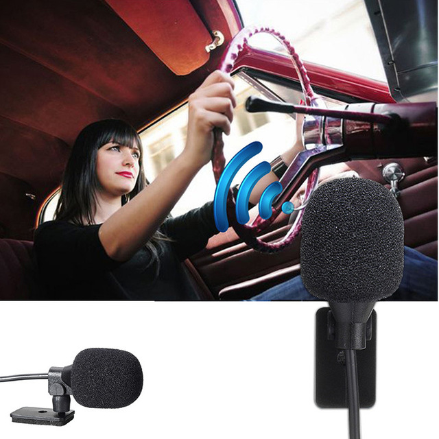 Car Lapel Microphone 3M Cable Built-In Mic For Bluetooth Car Kit Black
