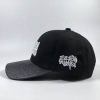 Casquette de baseball noire tendance en coton de haute qualité OEM avec logo brodé personnalisé Casquette de baseball à bord en cuir