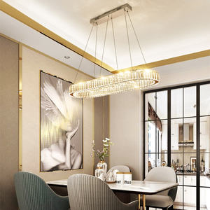 当代北欧长方形奢华金色吊灯住宅餐厅酒店K9水晶现代天花板吊灯 - Product Image 3