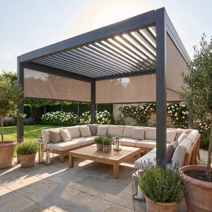 Pérgola exterior de aluminio con techo de lamas orientables, control remoto motorizado, para terraza, jardín, patio, villa. - Product Image 1
