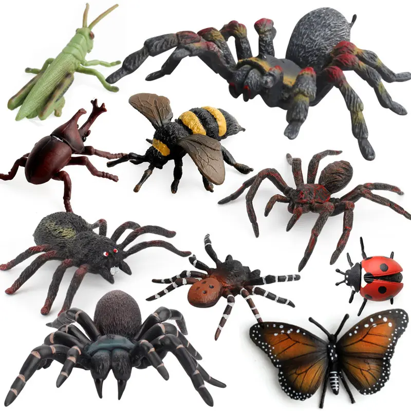 High quality realistic Solid PVC Simulation Butterfly Spider Insect wild Animal Model Figurines Toys