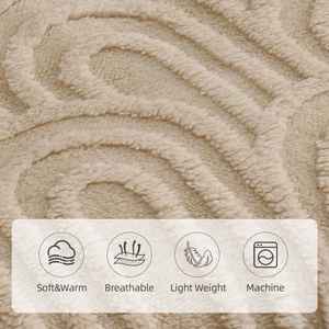 Modern Boho Style Beige <b>Bed</b> Blanket 3D Textured Sherpa <b>Throw</b> 200x230cm Poland Warehouse Ready to Ship - Product Image 4