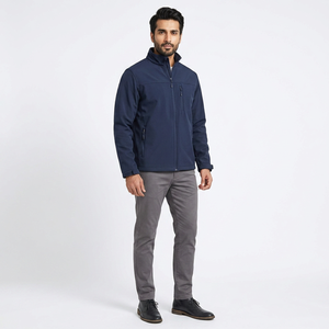 Men's New Soft Custom Logo <b>Canvas</b> Softshell Waterproof Windproof Stand Collar Autumn Quilted Jacket Linen Lined 100% Cotton - Product Image 1