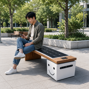 <span class=keywords><strong>Banc</strong></span> solaire intelligent extérieur municipal <span class=keywords><strong>avec</strong></span> motif souriant, alimenté par l'énergie solaire, pour les espaces publics, les parcs et les zones résidentielles - Product Image 2