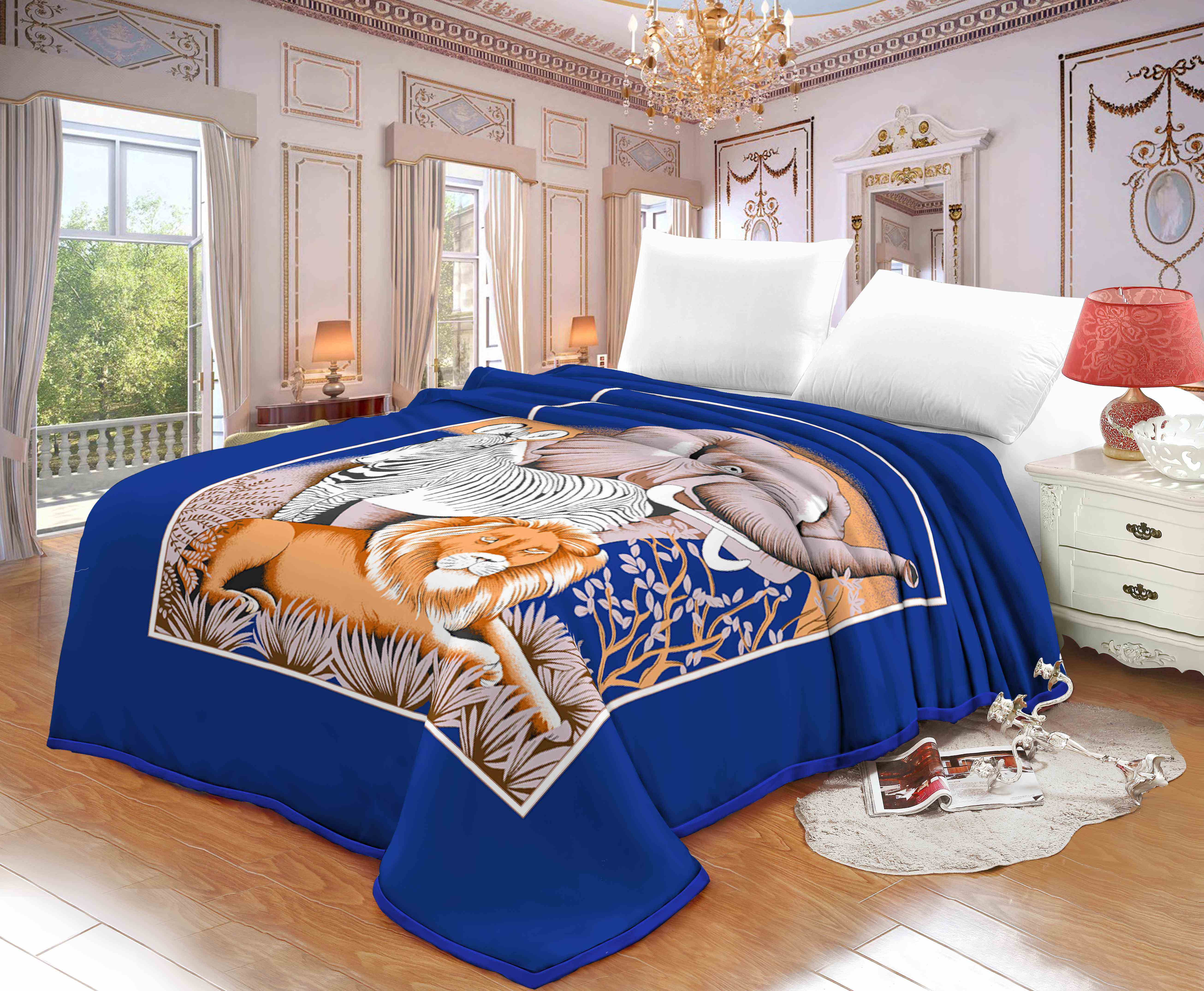 Double Tiger Mexican Animal Heavy Queen Size Korean Mink Blanket Factory  Vintage Floral Geometric Striped Plant Marine Nonwoven