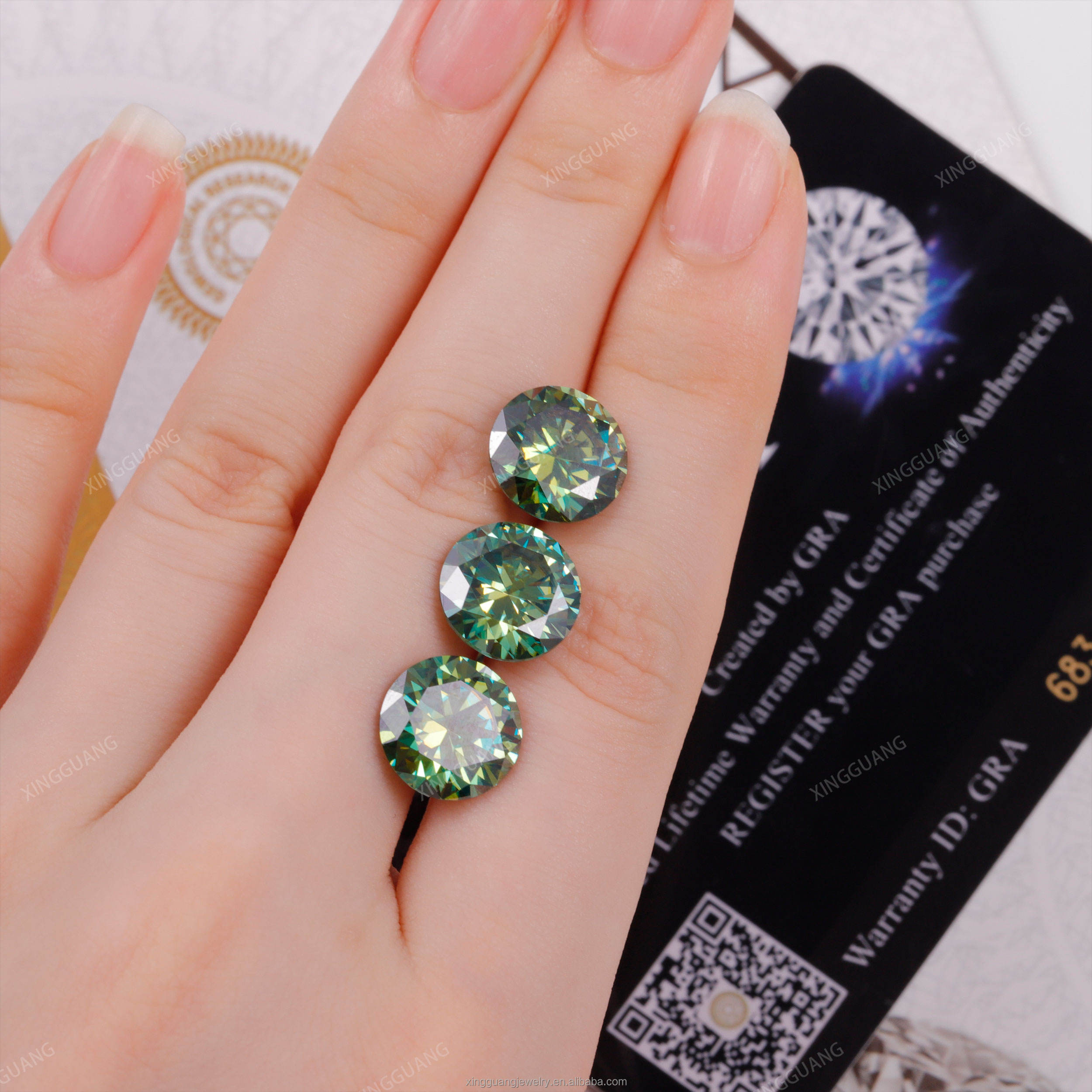 Wholesale Price GRA Moissanite Diamond D VVS1 Round Brilliant Cut  Dark Green Loose Moissanite Stones with Certificate