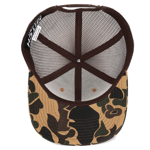 Maßgefertigte Entenbraune Tarnmuster <span class=keywords><strong>Snapback</strong></span> Mesh <span class=keywords><strong>Patch</strong></span> Logo 6-Panel Richardson 112 Trucker Kappe Mütze - Product Image 5