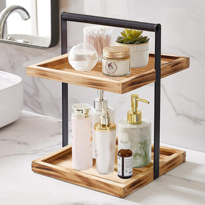 LINDON 2-Tier Metal Wood <strong>Basket</strong> Display Rack <strong>Storage</strong> Racks Shelving <strong>Units</strong> <strong>for</strong> Kitchen and Bathroom <strong>for</strong> Food Use - Product Image 3