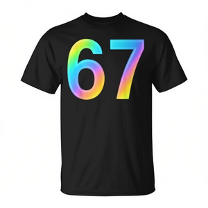 T-shirt Six Seven Meme imprimé arc-en-ciel, unisexe, taille adulte, manches courtes, col rond, impression numérique, activités promotionnelles - Product Image 2