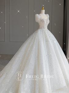 2025 robe de <span class=keywords><strong>mariée</strong></span> d'été Style européen <span class=keywords><strong>grande</strong></span> queue dentelle rétro princesse col en V profond palais moderne manches courtes - Product Image 3