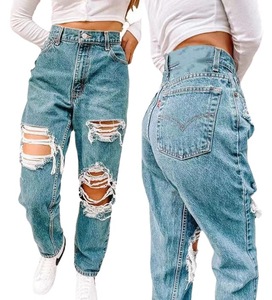 Jeans pour femmes déchirés, style vintage européen et américain, de haute qualité, vente en gros 2025, coupe droite, respirant, ample, déchiré - Product Image 6
