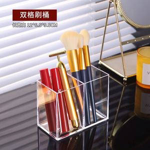 Acrylic <b>Makeup</b> Brush Holder With Pearls Desktop Cosmetic Storage Organizer Transparent Simple Style For <b>Dressing</b> <b>Table</b> - Product Image 5