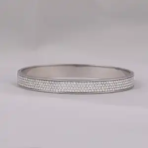 铺路套装925纯银独特经典时尚男士手链/实验室打造钻石奢华手链周年礼物