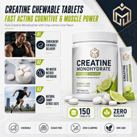 Créatine monohydrate en comprimés à croquer, marque privée OEM, pour la force musculaire et la récupération, sans eau nécessaire, vente en gros, énergie