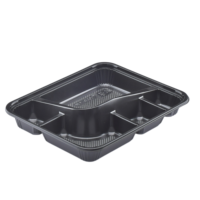 de repas noirs Boîte à bento Boîte à lunch jetable à emporter à 4 compartiments avec couvercle anti-buée Échantillon gratuit