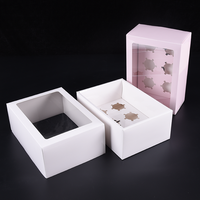Boîte d'emballage personnalisée en carton blanc de qualité alimentaire, pliable, avec fenêtre, pour biscuits, cupcakes, gâteaux roulés, desserts et pains
