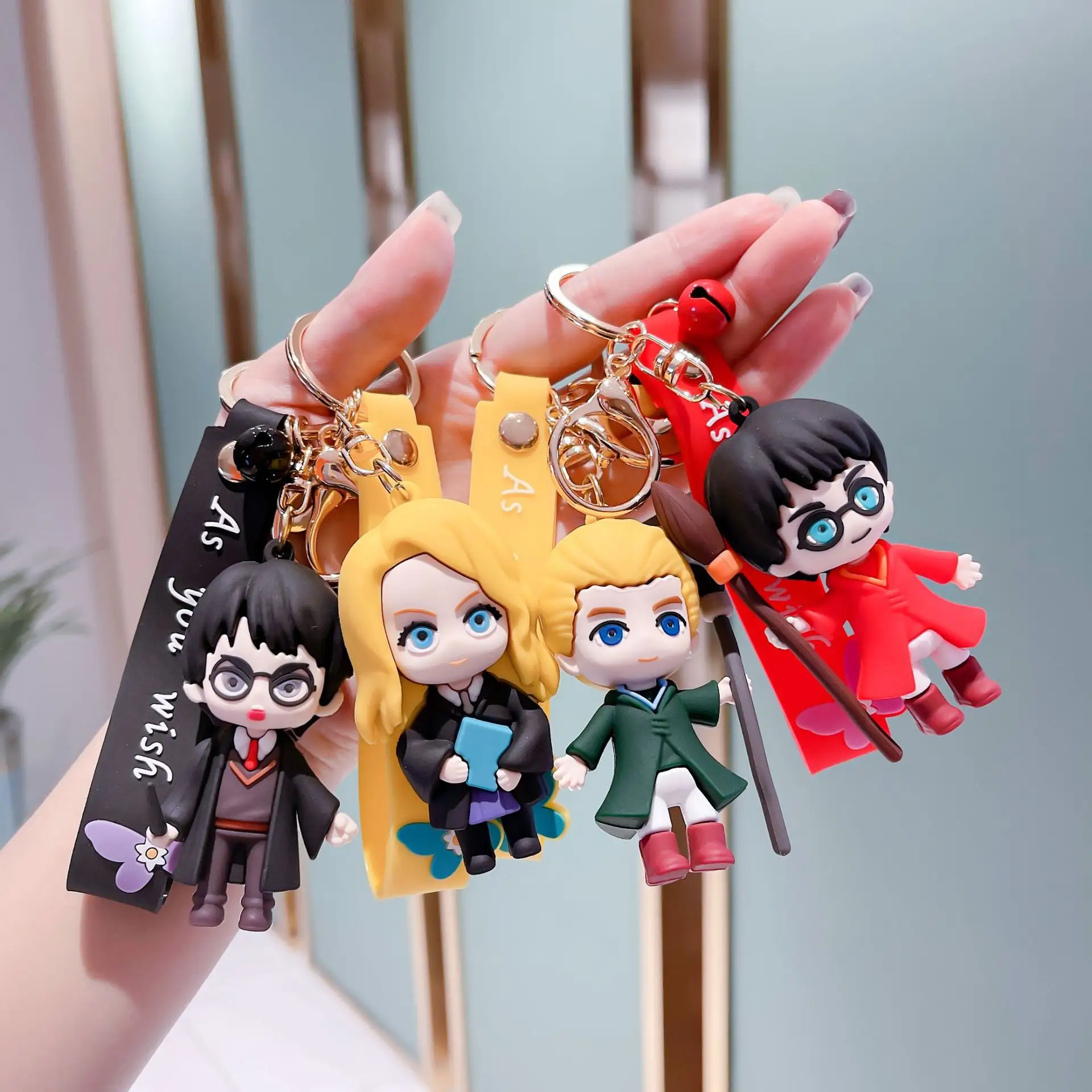 Harry Potter Cartoon Anime keychain Figure Key Holder Keyring gift kids Favor 