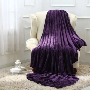 Dark Purple Customized 100% Polyester <strong>Knit</strong> Flannel Fleece <strong>Blanket</strong> for Home Hotel