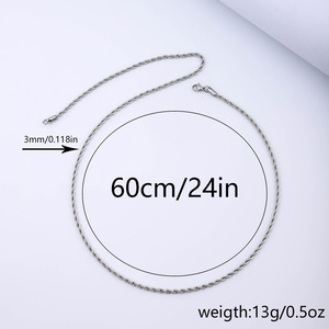 Electroplated Twisted <b>Rope</b> Link <b>Chain</b> Stainless Steel Multi‑Tone Unisex Plain Necklace Daily Outfit Bulk Supply - Product Image 5
