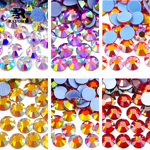 Korea Crystal AB 3D Round Glass <strong>Hotfix</strong> Flatback <strong>Rhinestones</strong> 1440pcs Iron-On SS6-SS30 Loose Stretch <strong>Rhinestones</strong> - Product Image 4