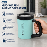 Lave-pattes pour animaux de compagnie à une main, en forme de tasse, avec poignée ergonomique, nettoyeur de pattes de chien portable, lave-pattes pour chiens et chats de petite et moyenne taille, OEM ODM