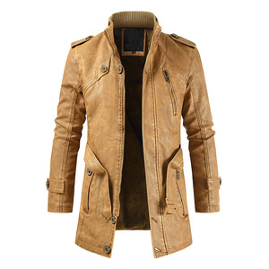 Nuova <span class=keywords><strong>Giacca</strong></span> da <span class=keywords><strong>Uomo</strong></span> Autunno e Inverno di Media Lunghezza Casual alla Moda in <span class=keywords><strong>Pelle</strong></span> PU con Colletto alla Coreana Slim Giovanile all'Ingrosso Disponibile in Magazzino - Product Image 4