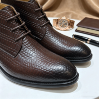 Bottes Chelsea classiques de luxe pour hommes, à lacets, plateforme, en cuir véritable, fabriquées à la main, antidérapantes, rehaussantes, tendance