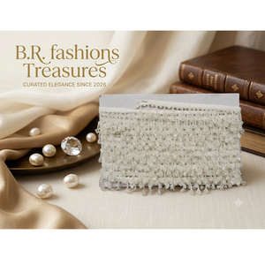 Bordure décorative en dentelle à pampilles, perles et strass, largeur personnalisable, pour vêtements, tenues de mariage, sacs, accessoires de mode, artisanat et décoration intérieure - Product Image 1