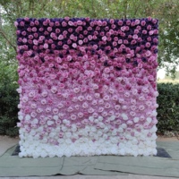 Nouvelle Arrivée DKB : Mur de Fleurs Artificielles en Soie Violettes et Roses Enroulables pour Décoration de Mariage